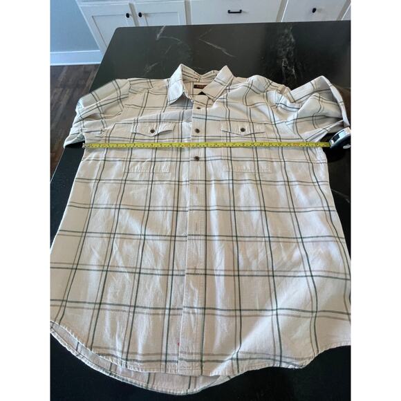 Ridgecut Toughwear tan/green plaid button workshirt elbow patch XL 100% cotton - Picture 10 of 12